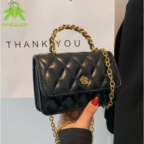 Fashion Casual Lingge Chain Ladies Handbags High Quality Pu Leather Women Shoulder Bag All-match Messenger Bag Small Square Bag