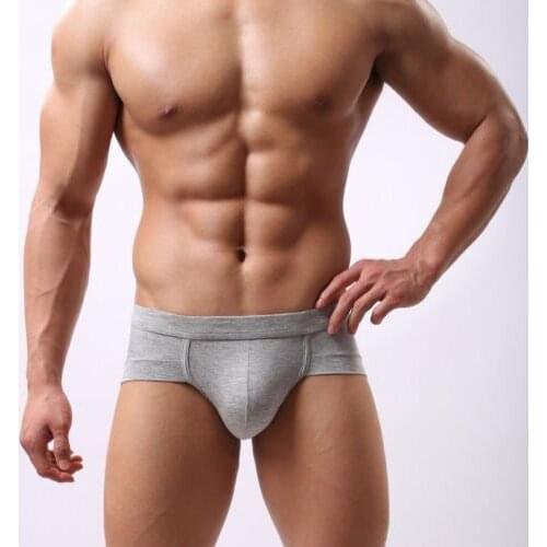 Men Sexy G-Strings Bulge Briefs Solid Color Mid Waist Boxer Trunks Dailywear Casual Underpants