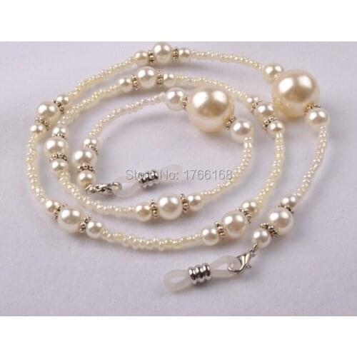 Wholesale 20PCS White Beaded Eyewear Cord Reading Glass Neck Strap Eyeglass Holder Red Cord Glasses Strap Eyewear Accessories