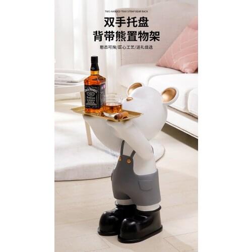 Original design strap bear cute fun and practical large living room floor TV cabinet next to tray decoration housewarming gifts