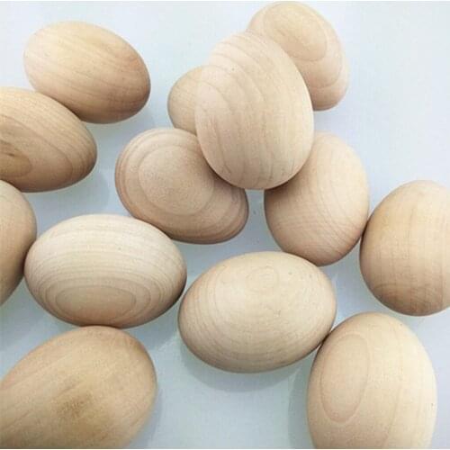 10 Pieces Wood Easter Egg Hand-Painted Eggshell Easter Decoration DIY Graffiti Eggs Toys for Children Kids Boys Girls