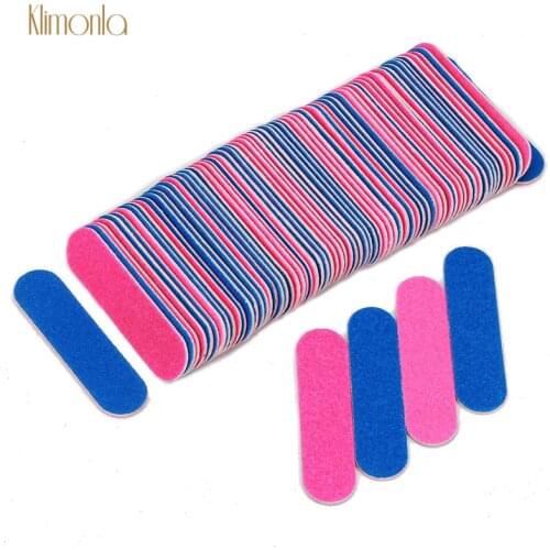 500Pcs/Lot Pink Blue 100/180 Grit Double Side Nail File Sandpaper UV Gel Polish Manicure Nail Art Buffer File Salon Care Tools
