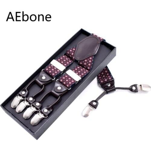 AEbone Red Plaid Suspenders For Mens Vintage Braces Men 125cm Suspensorio Leather Suspenders For Pants Sus20