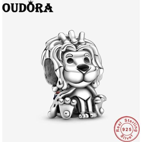 925 Sterling Silver Wavy Union Jack Lion Charm Fit Original Pandora Bracelet Charms Beads Silver Women Jewelry Making Berloque