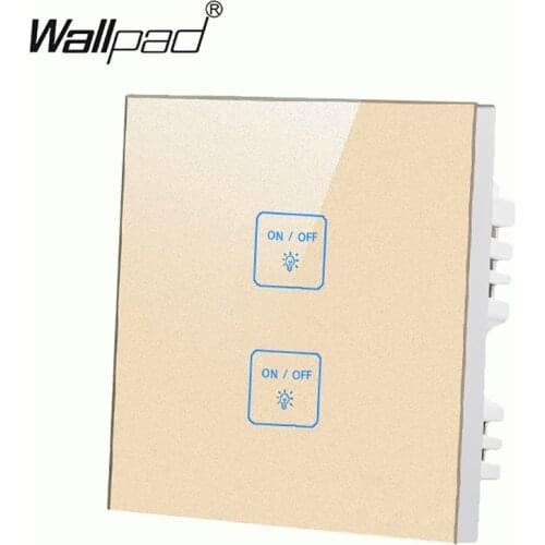 Luxury 2 gangs 1 way Gold touch wall light switch,Free Customize buttons LED Indicator Smart touch Lamp switch,Free Shipping
