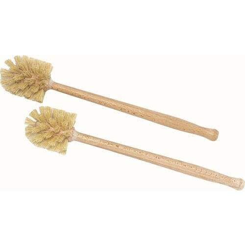 Toilet Brush, 2 Pack Wood Toilet Brush Made of Beechwood, Strong Hemp Bristles with 360° Cleaning Power