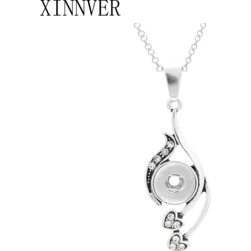 Xinnver Snap Buttons Necklaces Charms Heart Pendant Necklace Link Chain Fit 12MM Snap Buttons Jewelry Choker Wholesale ZG129