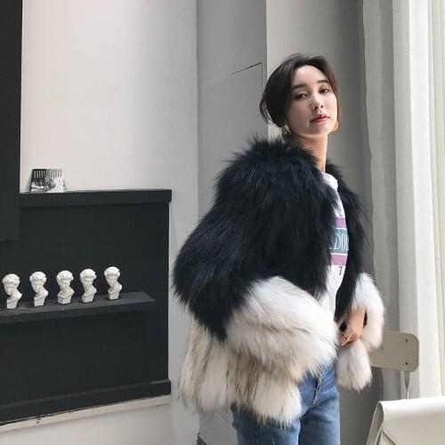 Winter Warm New Raccoon Dog Woven Fur Coat for Women Splicing V-neck High Quality Thickened Warm Fur Integrated Jacket Outwear