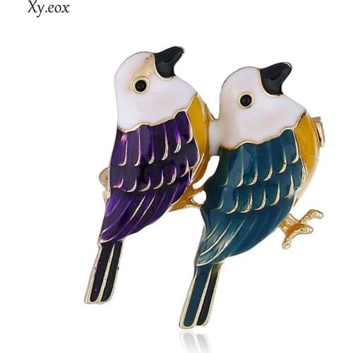 1pcs Two Retro Sparrow Bird Couples Brooch Collar Pins Corsage Animal Badges Jewelry