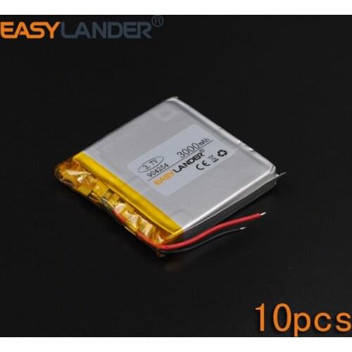 10pcs/Lot 3.7V 3000mAh 904254 Rechargeable li Polymer Li-ion Battery For Flash lighting Oticon Streamer safety lamp 094254