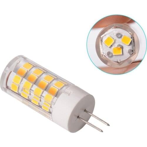100pcs 5W G4 GY6.35 bi-pin Led Candle Bulb 2835 51SMD LED Energy Saving Lamp Ceramic Corn Light Bulb AC DC12V Warm White White