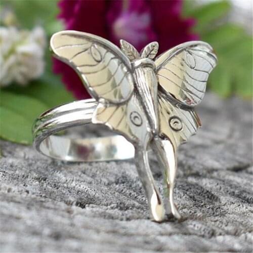 2021 new trendy antique silver color punk animal butterfly rings for women girl party accessoires gift