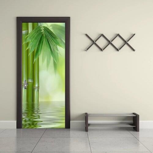 Green Bamboo Forest Leaf 3D Photo Wallpaper Home Decor Modern Living Room Bedroom Door Sticker PVC Mural Self-adhesive Wallpaper