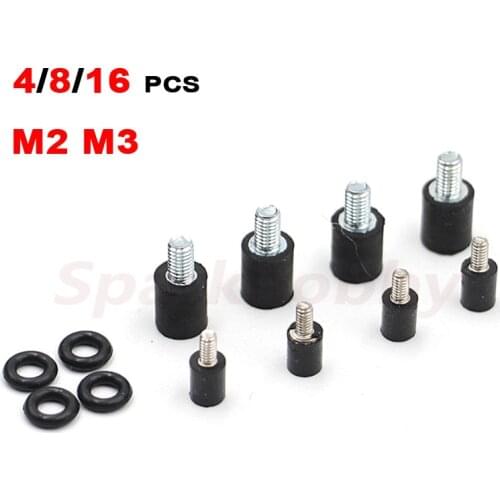 4/8/16PCS M2 M3 2/3mm FPV CC3D F3 F4 F7 Flight Controller FC Anti-Vibration Shock Absorbing Rubber Column Fixed Screw For RC DIY