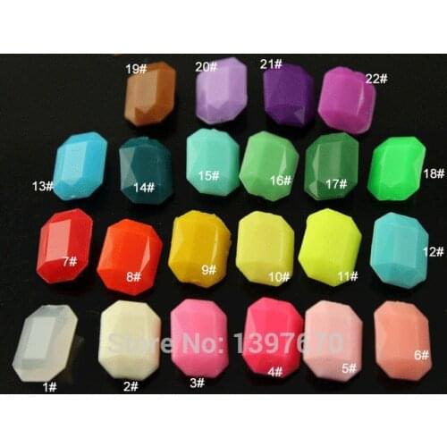 50pcs 10x14mm various colors Marquise rectangle candy Acrylic Stone Pointed back Beads No holes For garment shoes