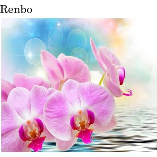 5D DIY Full square round Diamond Painting Mosaic orchid decorate Diamond Rhinestone Embroidery Cross Stitch home decor paintings