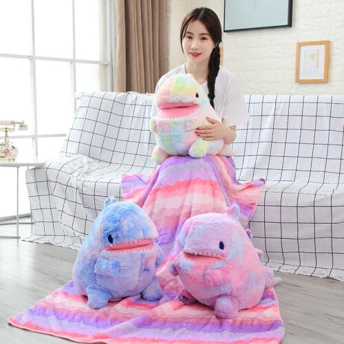 60cm plush dinosaur toy with blanket 2 in 1 throw pillow stuffed animal dinosaur soft doll kids toys birthday gift for children