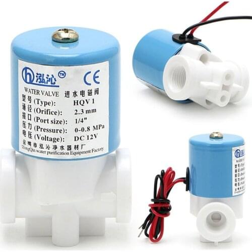 Practical G1/4" HQV1 Solenoid Valve Plastic Normally Closed 2 Way 12V DC 0-120PSI 0-0.8MPa Miniature Valves 40*30*60mm