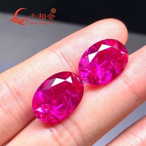 Oval shape natural cut artificial ruby 3# including minor cracks and inclusions synthetic corundum loose gem stone