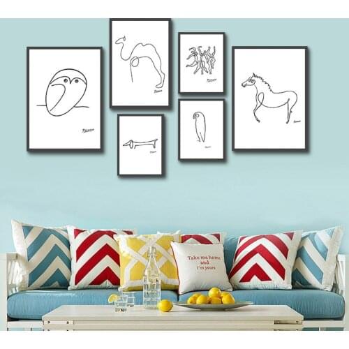 Canvas Painting Poster Picasso Minimalist Abstract Line Painting Nordic Poster Squirrel Animal Wall Painting HomeDecor Frameless