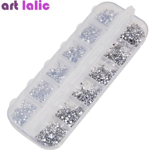 3000 Pcs 1.5mm Clear Silver Rhinestones Nail Decoration Round Glitters With Hard Case DIY Nail Art Decorations