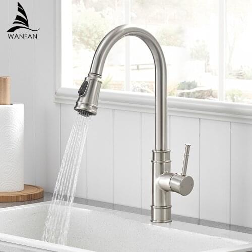Kitchen Faucets Black Single Handle Pull Out Kitchen Tap Single Hole Handle Swivel 360 Degree Water Mixer Tap Mixer Tap 866095