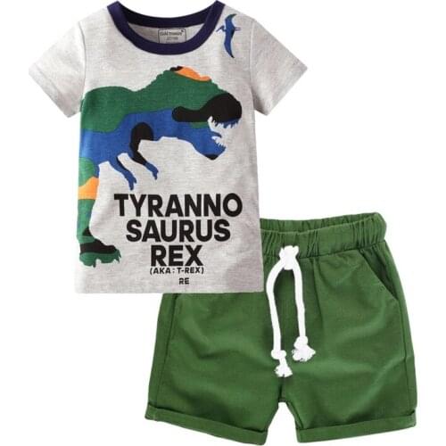 Summer Boys Dinosaur T-Shirt and Pants Set Toddler Kids Children Clothes Clothing Set