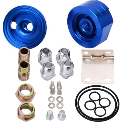 SPEEDWOW Oil Filter Cooler Sandwich AN10 Fittings Sandwich Plate Adapter 3/4X16 M20X1.5 Oil Adapter Aluminum Universal