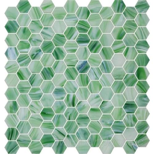 Country style fresh green glass mosaic tile for kitchen backsplash bathroom decoration wall stiker
