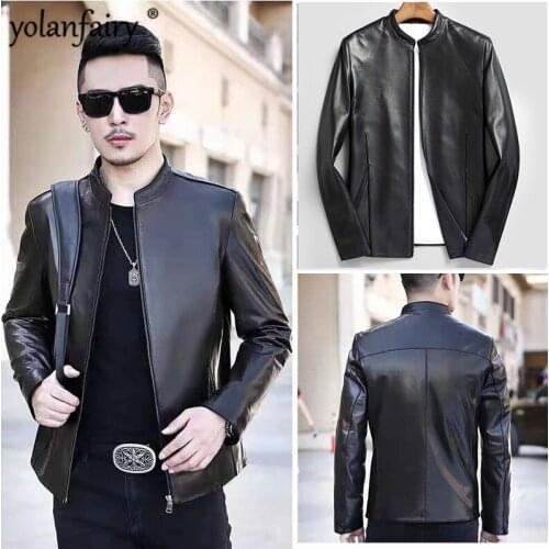 2020 Real Leather Jacket Men Casual Short Men Jacket 100% Sheepskin Coat Spring Autumn Chaqueta Cuero Hombre 6696 Pph408