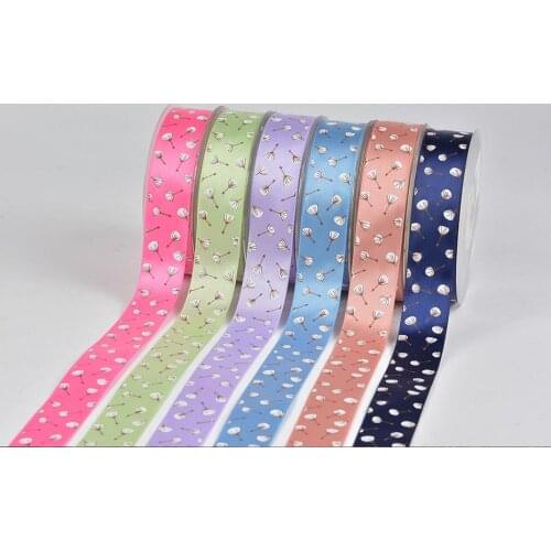 New 1" 25MM Satin Ribbon Printed Sun Flower For DIY Wedding Hairbow Crafts Gift PackageTape 100yds/roll Free shipping