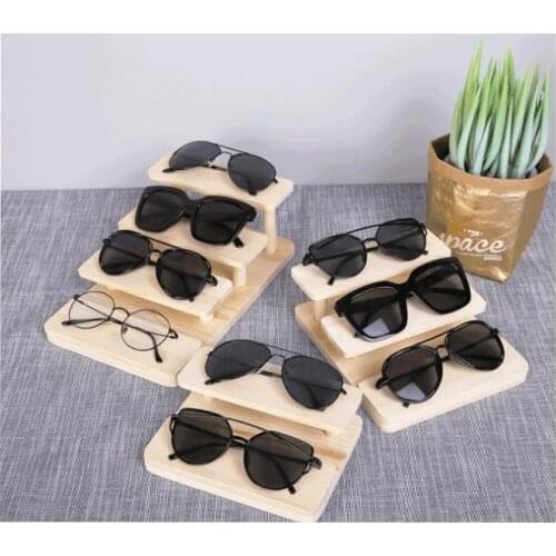 Hot Multilayer Wooden Sunglasses Display Rack Shelf Eyeglasses Showing Stand Jewelry Desktop Bracelet Holder Necklace Showcase