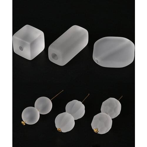 Transparent straight hole beads 40pcs/lot geometry round/square shape charms diy jewelry earring/necklace pendant accessory