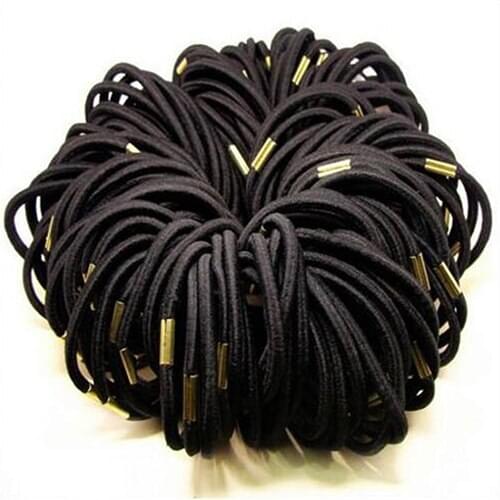 10Pcs Girls Black Elastic Hair Ties Band Rope Ponytail Holder Bracelets Scrunchie