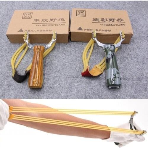 Outdoor Hunting Slingshot Catapult Wooden Handle Un-hurtable Camping Games Aluminium Alloy Slingshot Playing Tools Crossbow