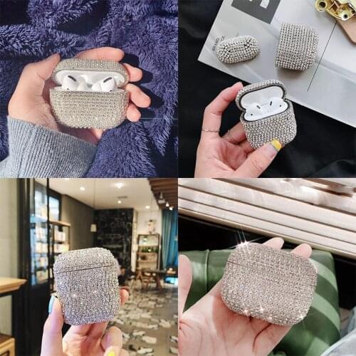 Luxury Dreamy White diamond Hard Cover for airpods 2/1 Wireless Bluetooth Earphone Case for Apple Air Pods Pro 3 Charger Box
