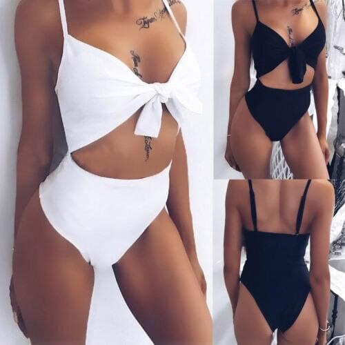 Sexy Women Bandage Knot Bow Bikini Push Up Monokini Swimsuit Bathing Suit Swimwear Summer Bikini Set