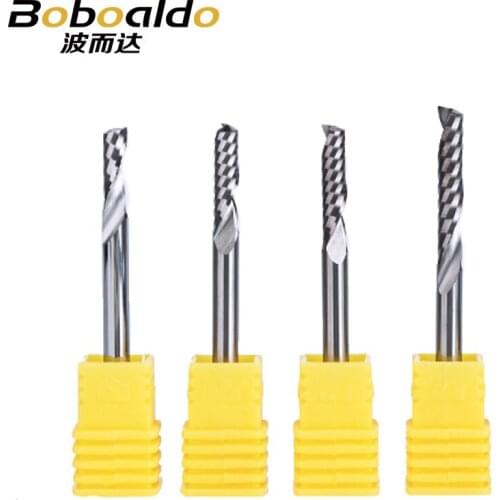 5PC/set 4mm one Flute Spiral Cutter router bit CNC end mill For MDF carbide milling cutter tugster steel router bits for wood