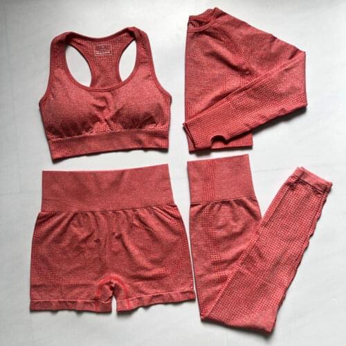 Fitness Sports Suits Women Seamless Yoga Set Gym Clothing Crop Top Sport Bra High Waist Running Shorts Leggings Workout Pants