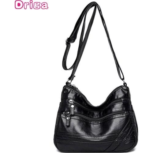 Driga Handbags For Female Soft Pu Leather Diagonal Shoulder Crossbody Bags 2021 New Fashion Large Capacity Solid Vintage Bags