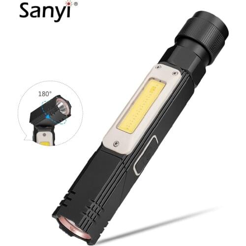 COB LED Flashlight USB Charging Torch Handfree Dual Fuel 360 Degree Twist Rotary Base Flashlight Magnetic Working Light Outdoors