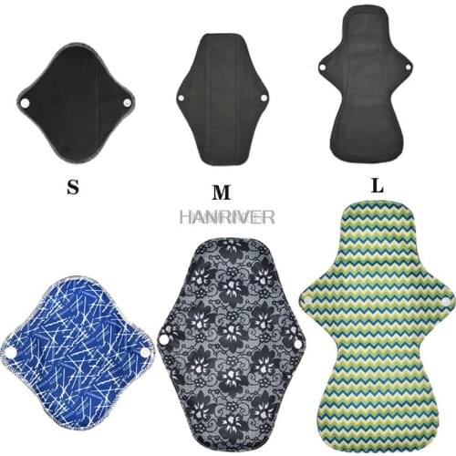 Vrouwen Vaginale Hygi?ne Care Pads Voor Menstruatie Herbruikbare Maandverband Wasbare Bamboe Houtskool Doek Zachte Maandverband