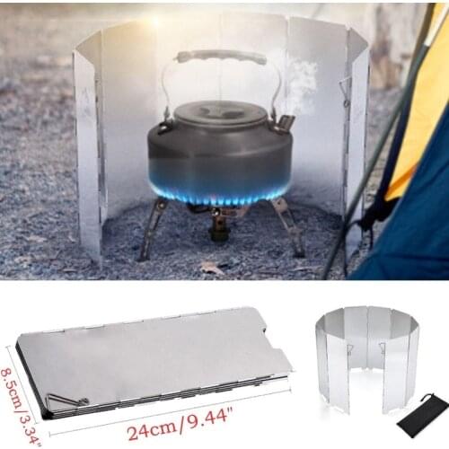 15 pcs Camping Cooking Gas Stove Wind Shield Aluminum Alloy Picnic Wind Guard Cookware Windshield
