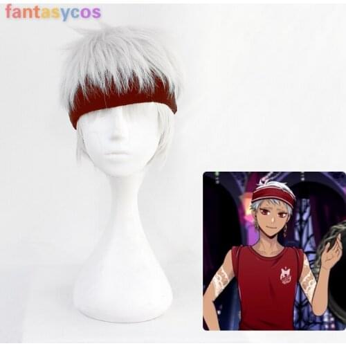 Twisted Wonderland Kalim Al-Asim Cosplay Short Silver White Heat Resistant Synthetic Hair+Free Wig Cap Halloween Party
