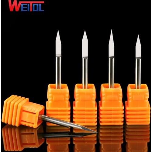Weitol free shipping 5A 1 pcs 3.175mm flat bottom engraving bits tungsten carbide milling cutter for CNC engraving machine