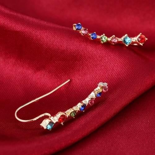 Fashion Crystal Rhinestone Ear Cuff Wrap Stud Clip Earrings for Women Jewelry Accessories Gifts Long Ear Clip