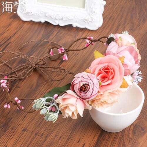 Haimeikang Women Flower Tiara Wedding Floral Headband Hair Accessories Bridal Garland Princess Wreath Girls Crown Headdress Part