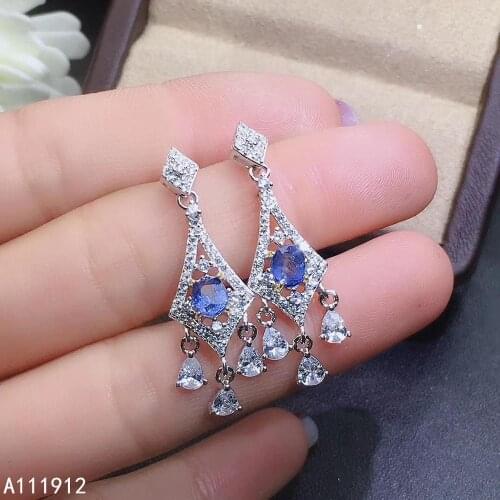 KJJEAXCMY fine jewelry natural sapphire 925 sterling siver women earrings support test noble