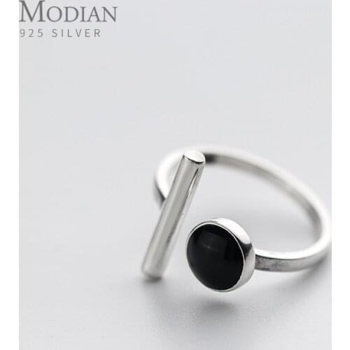 Modian New Fashion 925 Sterling Silver Simple Geometric Ring for Women Free Size Ring Hiphop Style Fine Jewelry Accessories