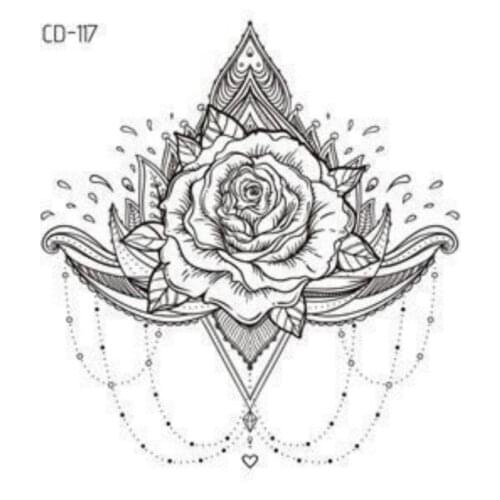 1@# Rose Jewelry Water Transfer Tattoo Stickers Women Body Chest Art Temporary Tattoo Girl Waist Bracelet Flash Tatoos Flower Ws